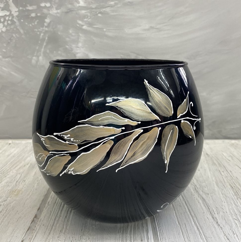 Ваза-куля чорна "Перо" (h=15) 2,2л., фото 1