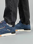 Чоловічі кросівки Reebok Classic M Dark Blue White весна-осінь замшеві сині. Живе фото (рібок класік), фото 3