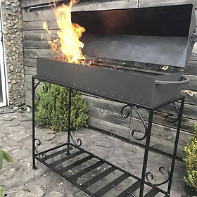 Унікальний Мангал-барбекю для набряку вдома або на дачі з дровницею на 15 шампурів 4 мм.