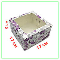 Коробка с принтом love для эклеров пирожных с окошком 170х170х90 (10шт/уп)