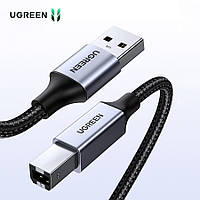 Кабель для принтера USB-A на USB-B 2.0 UGREEN Printer Cable with Aluminium Case 1m (черный)