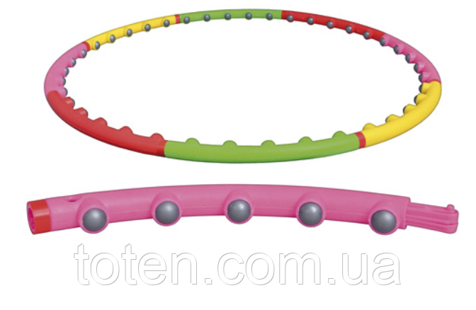 Обруч спортивний хула хуп масажний 98 см діаметр 40 масажних кульок 8 частин, фото 1