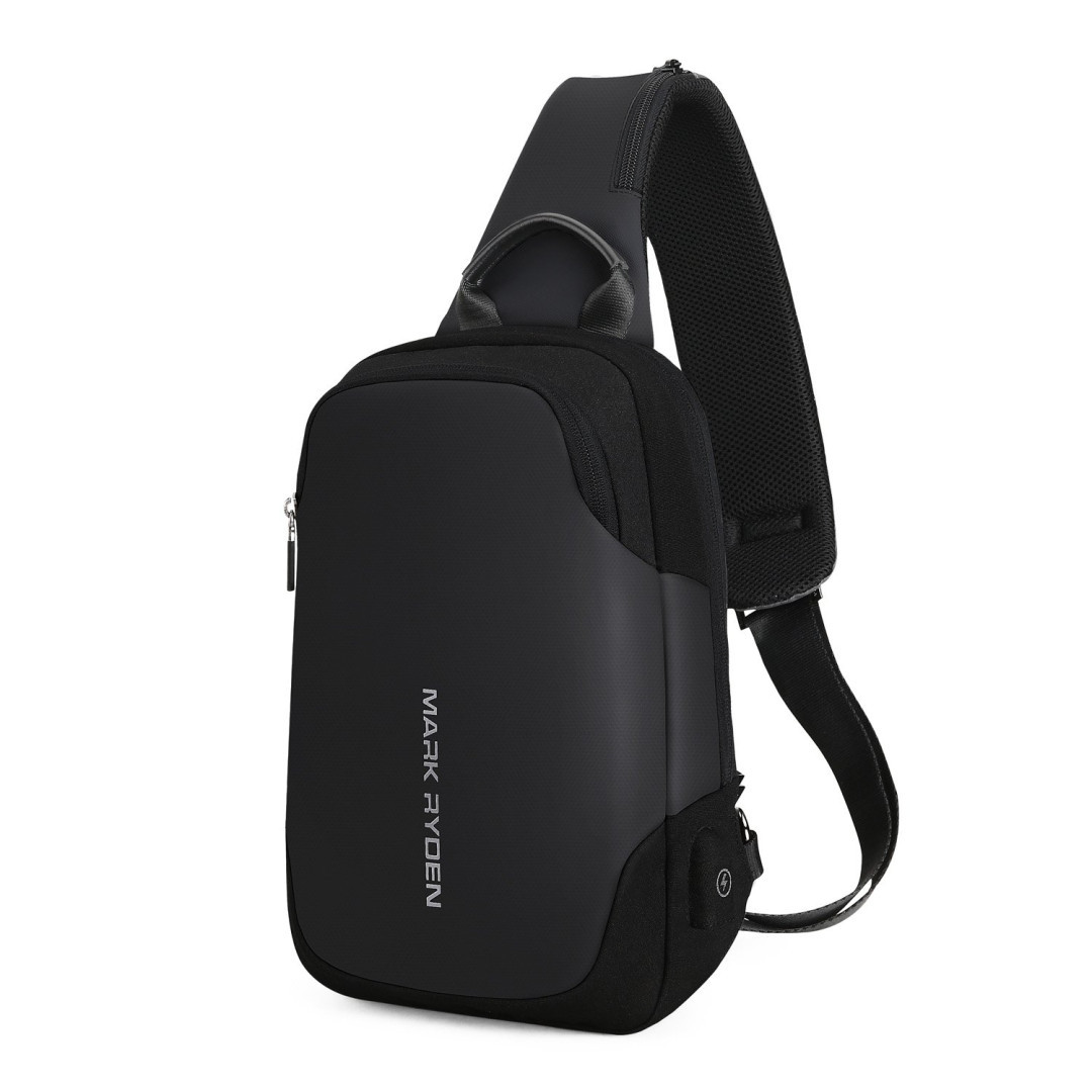 Рюкзак з однією лямкою (крос боді) Mark Ryden Mini Secret MR7056 з USB об'ємом 6л. Чорний