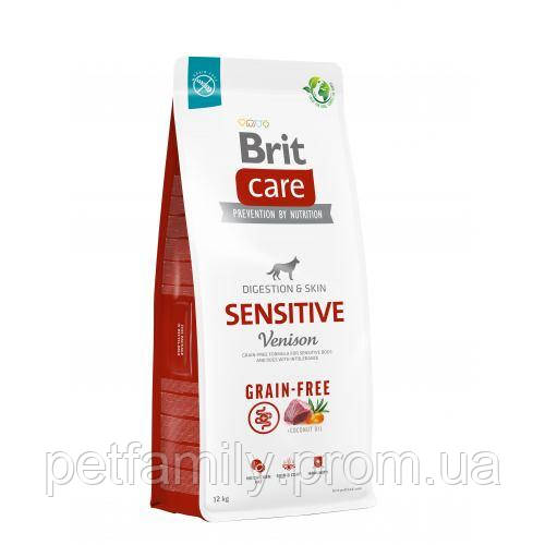 Сухий корм Brit Care Dog Grain-free Sensitive для собак з чутливим травленням, беззерновий з олениною, 12 кг - фото 2 - id-p1927139945