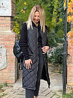 Куртка-пальто жіноче стьобане з в'язаними рукавами