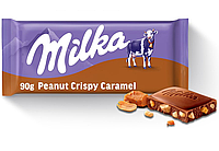 Молочний шоколад Milka Peanut Crispy Caramel з карамеллю і арахісом 90 г, Німеччина