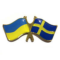 Значок в виде флага Украина Швеция