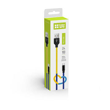 Кабель USB > microUSB Colorway 2.4А 1м blue-yellow №CW-CBUM052-BLY