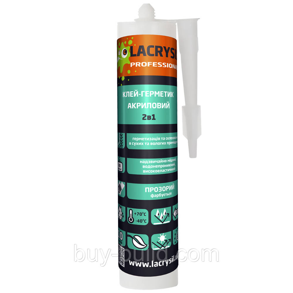 Lacrysil Клей-герметик акриловий "Купче цвяхів "Два в одному"(прозорий) 280г, фото 1