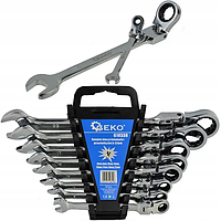 Набір автомобільного інструменту. Набір ріжково накидних із трикотажкою 8-22 мм 8 шт. (Планшетка) CrV Шарнірні