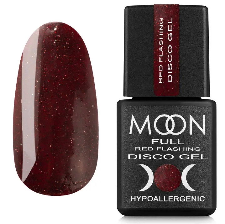 Світловідбивний гель-лак MOON FULL Red Flashing Disco №08, 8 мл