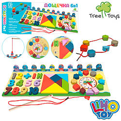 Дерев'яна іграшка Tree Toys MD 1603 Центр розвивальний, риболовля, годинник, шнурівка, цифри
