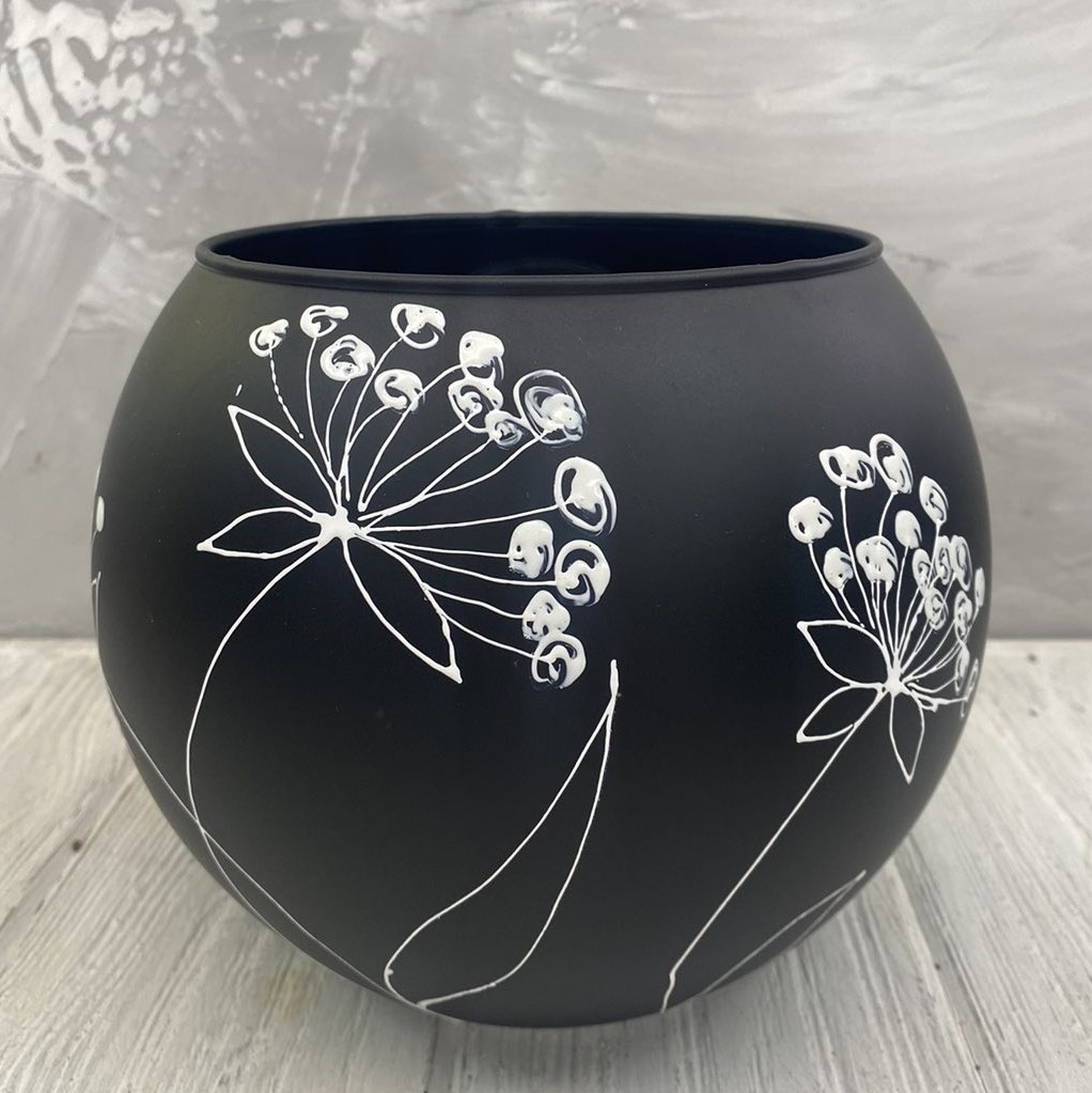 Ваза-куля чорна "Майя" (h=15) 2,2л., фото 1