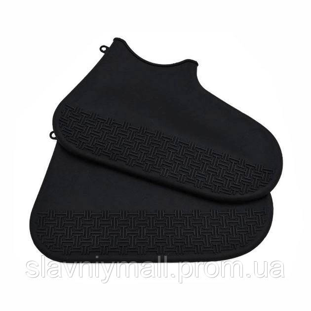 Силіконові чохли бахіли багаторазові для взуття від дощу та бруду, колір - чорний, розмір - М(35-39р)