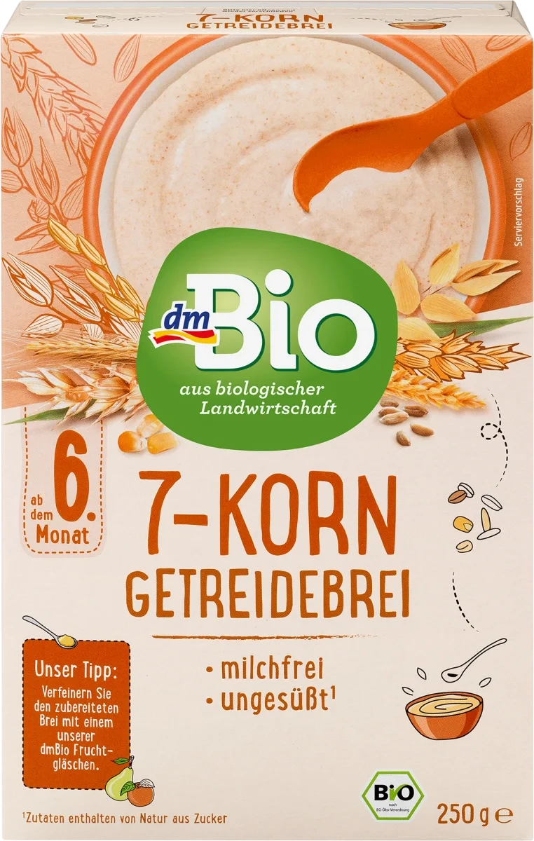 Дитяча 7-злакова каша з 6 місяців babylove Getreidebrei 7-Korn, 250 гр