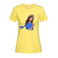 Желтая женская футболка Патриотическая украинка (1-2-9-жовтий)