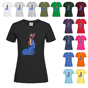 Чорна жіноча футболка Ураїночка в очікуванні дива (1-2-10)