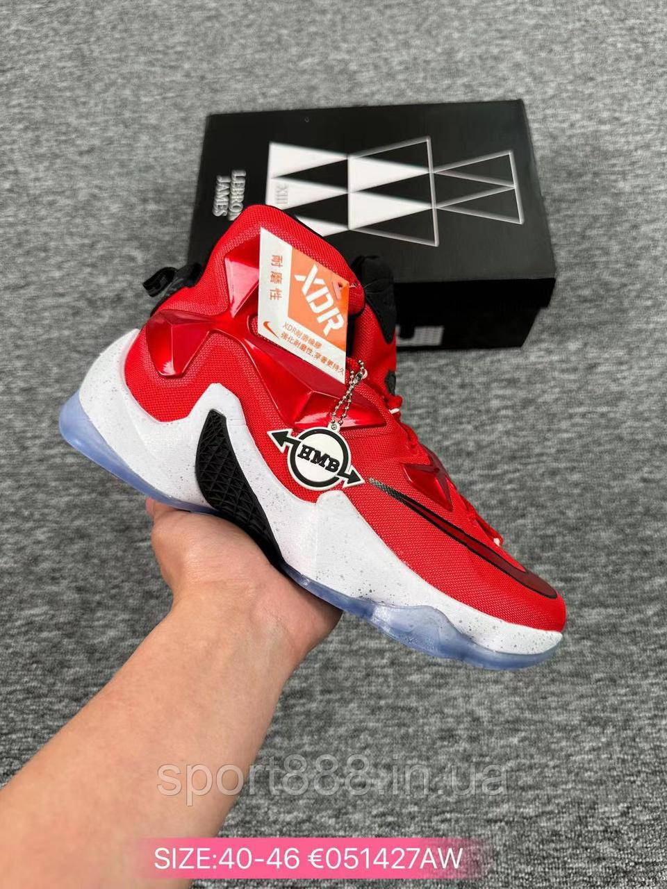 Eur40-46 Кросівки високі Nike LeBron 13 Home червоні чоловічі баскетбольні, фото 1