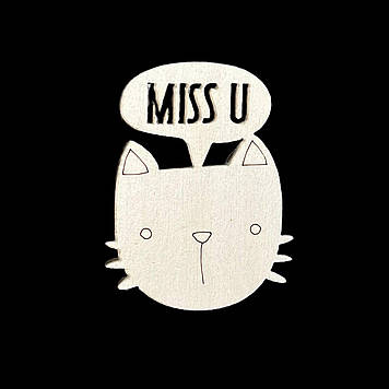 Дерев'яні декоративні прищіпки для декору 4,5 см з котиком