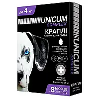 Краплі Unicum Complex (Унікум Комплекс) від бліх, кліщів і гельмінтів на холку для собак до 4 кг