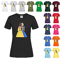 Черная женская футболка Украиночки (1-2-11)