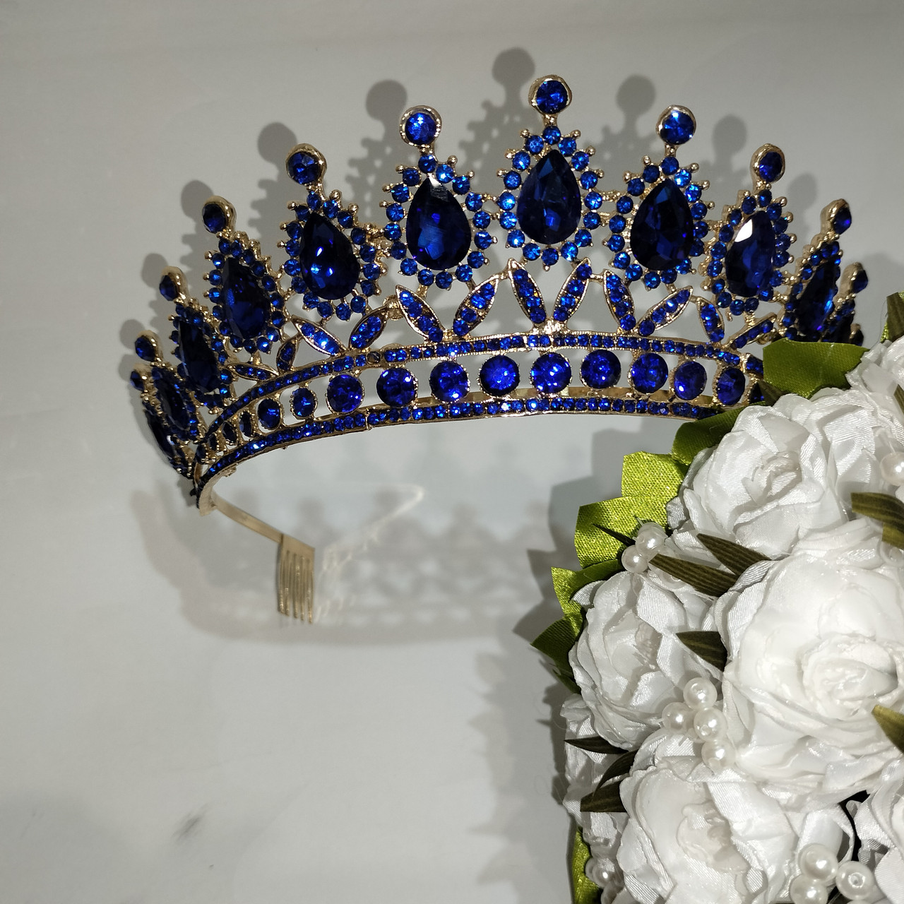 Чарівна діадема на гребінцях із кристалами SWAROVSKI, срібло
