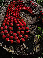 Красные украинские коралловые бусы "Зажиточная панночка"