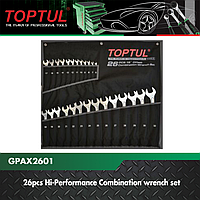 Набір автомобільного інструменту. Набір ріжково накидних 6-32 мм 26 шт., тканинний чохол, сталь CrV