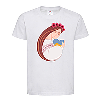 Белая детская футболка Украинка с сердцем (1-2-13-білий)