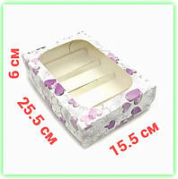 Коробка для эклеров зефира цветная с прозрачным окошком 255*155*60 мм (10шт/уп) Korob(1)