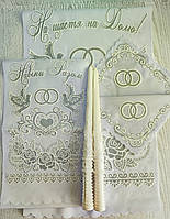 Набор для венчания цвет серебро: свечи венчальные, рушники, салфетки