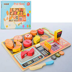 Дерев'яна іграшка Магазин Fruit Store MD 2254 таця, продукти на липучці, рамка-вкладиш