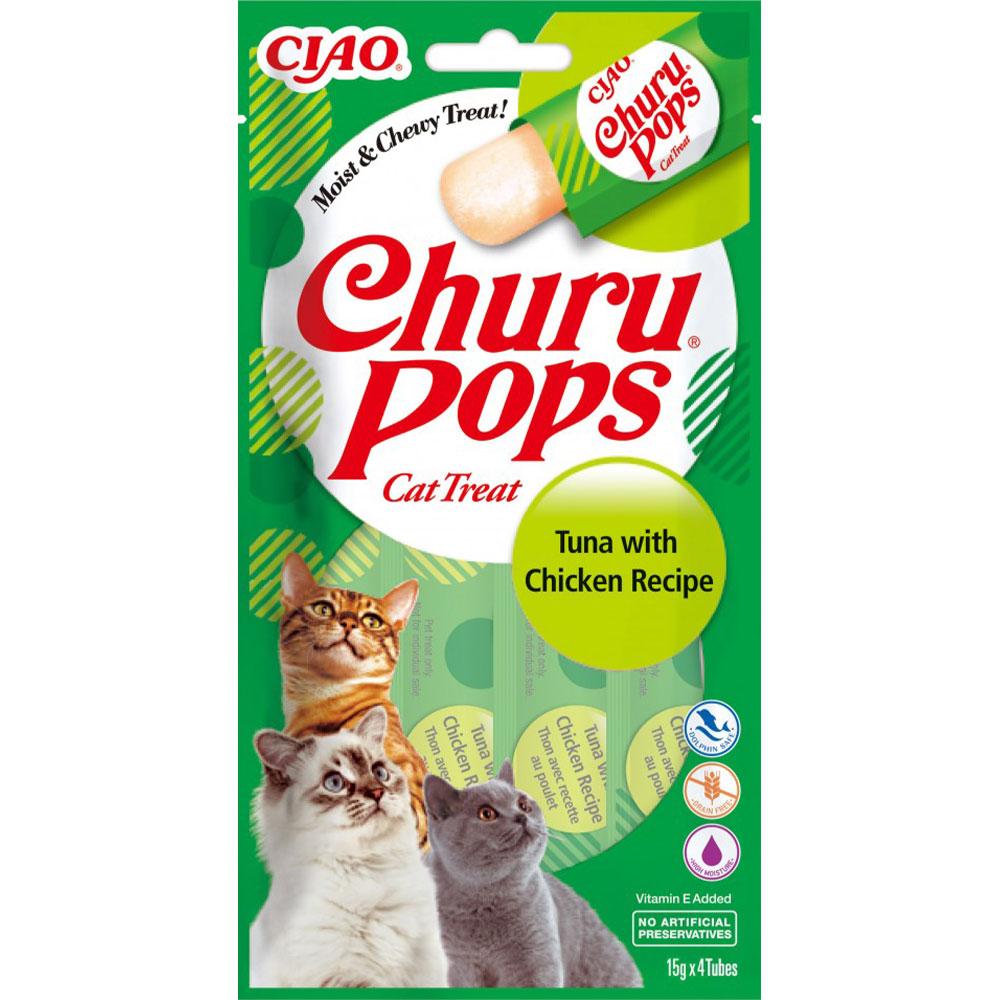 Ласощі для котів стіки з тунцем та куркою Inaba Churu Pops 4 шт/уп