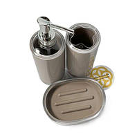 Комплект аксесуарів для ванної та санвузла 5 в 1 Baskili, мокко OKYANUS, фото 2