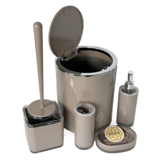 Комплект аксесуарів для ванної та санвузла 5 в 1 Baskili, мокко OKYANUS, фото 1