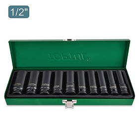 Набір головок дюймових ударних довгих TOPTUL 1/2" 7/16-1" 10ед. GEAD1002