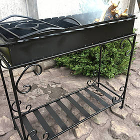 Зручний мангал для дачі, дому та відпочинку на природі з дровницею на 15 шампурів (4 мм)