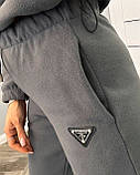 Темно-сірий теплий жіночий спортивний костюм із флісу, фото 3