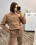 Кавовий теплий жіночий спортивний костюм із флісу, фото 3