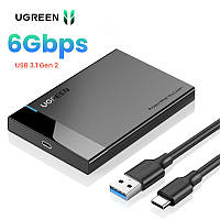 Корпус для жёсткого диска UGREEN Type-C to 2.5" Inch SATA Hard Drive Enclosure + кабель (черный)