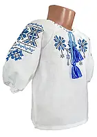 Блуза Вишиванка для дівчинки з геометричним орнаментом домоткане полотно