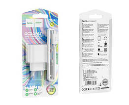 Мережевий зарядний пристрій Hoco C109A Type-C QC3.0 білий