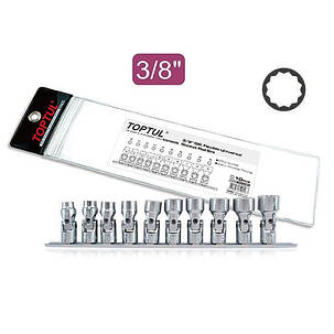 Набір головок з карданом 3/8" 10шт 10-19 мм (12-гр.) TOPTUL GAAG1004, фото 1