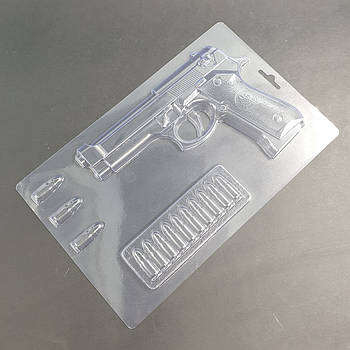 Молд для шоколаду Пістолет (беретта) з патронами