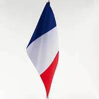 Двухсторонний флажок Франции Dobroznak 12х24 см. Флаг настольный на пластиковой / металлической подставке