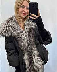 Жіночий зимовий пуховик з хутром чорнобурки. Перед замовленням уточніть наявність Вашого розміра