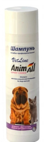Шампунь антибактеріальний AnimAll (Енімал) VetLine з хлоргексидином і кетоконазолом для собак і кішок, 250 мл, фото 1