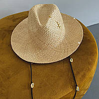 Літній солом'яний капелюх Федора з ланцюжком, підвісками Breeze