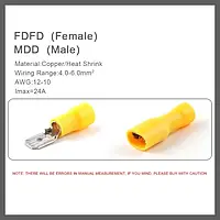 Клеммы обжимные с изоляцией 25 пар MDD/FDFD 6.3mm 12-10AWG YELLOW