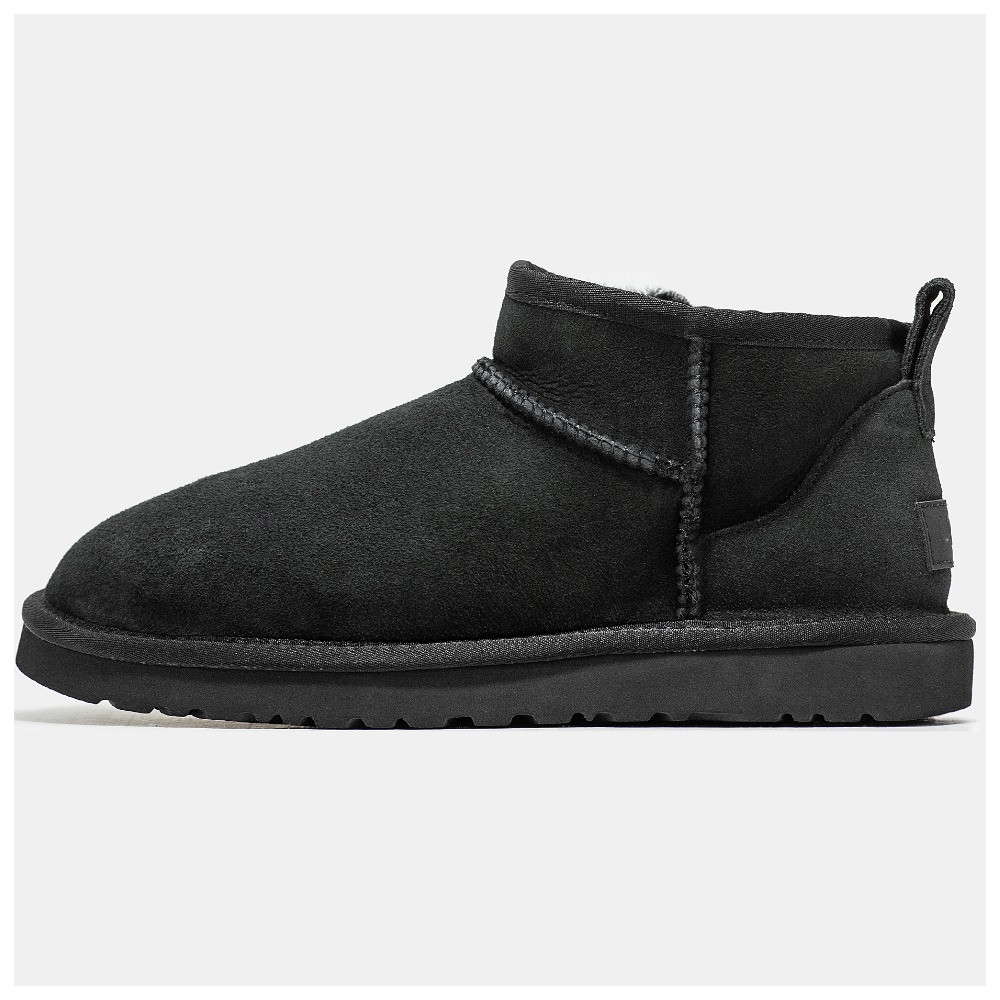 Чоловічі / жіночі зимові UGG Classic Ultra Mini Black, унісекс чорні замшеві уггі классік ультра міні черевики угі зима